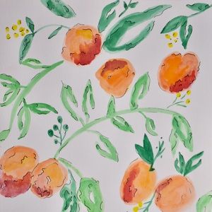 Watercolor peaches painting